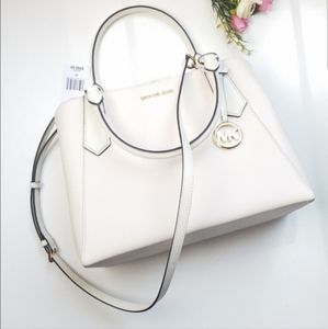 Michael Kors Bag Kimberly Large Satchel Crossbody Pearl 13"L X 9"H X 5"D